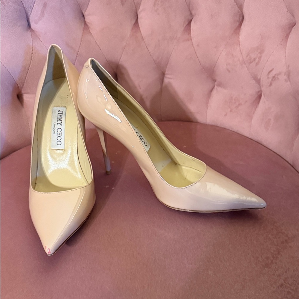 Jimmy Choo Nude Patent Leather Heels